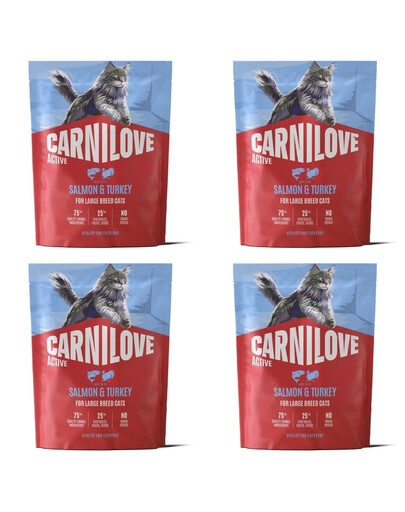 CARNILOVE Active Cat Salmon & Turkey Adult Large 4x400 g losos a krůta, pro kočky velkých plemen