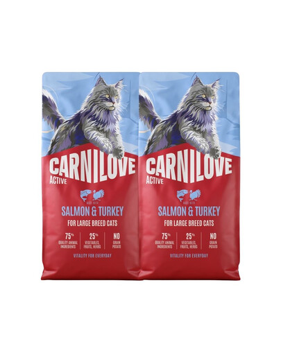 CARNILOVE Active Cat Salmon & Turkey Adult Large 2x6 kg losos a krůta, pro kočky velkých plemen