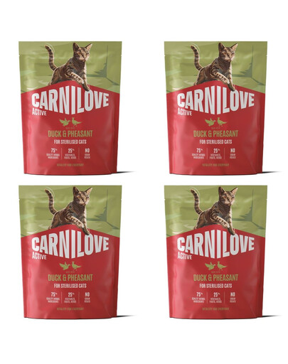 CARNILOVE Active Cat Duck & Pheasant Sterilised 4x400 g kachna a bažant, pro sterilizované kočky