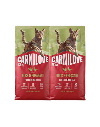 CARNILOVE Active Cat Duck & Pheasant Sterilized 2x6 kg kachna a bažant, pro sterilizované kočky