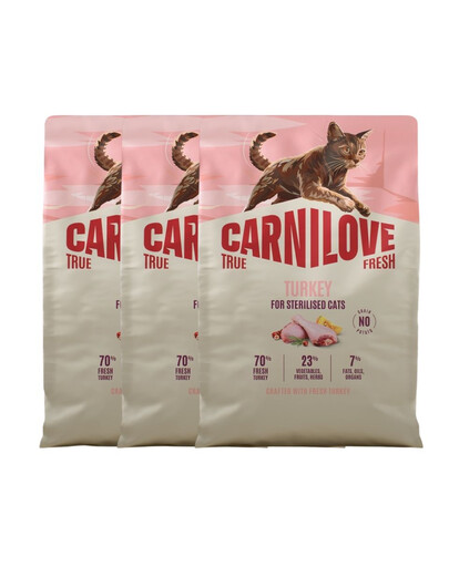 CARNILOVE True Fresh Cat Turkey Sterilized 3x2 kg krůta, pro sterilizované kočky