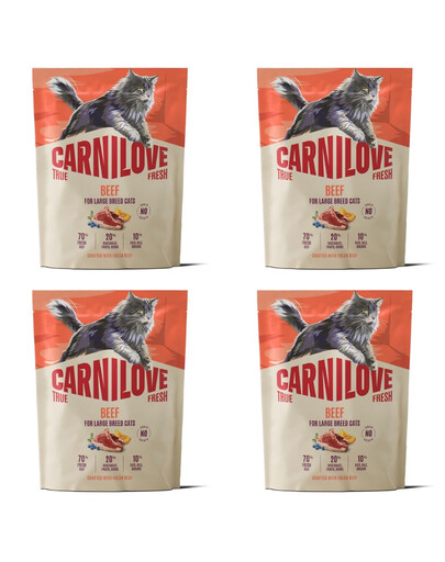 CARNILOVE True Fresh Cat Beef Adult Large 4x400 g hovězího masa, pro kočky velkých plemen