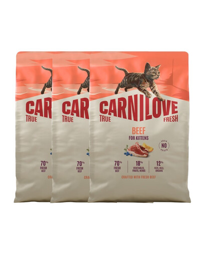 CARNILOVE True Fresh Cat Beef Kittens 3x2 kg hovězího, pro koťata všech plemen