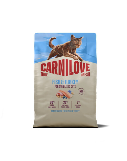 CARNILOVE True Fresh Cat Fish and Turkey Sterilised 2 kg čerstvá ryba a krůta pro kočky po sterilizaci