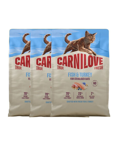 CARNILOVE True Fresh Cat Fish and Turkey Sterilised 3x2 kg ryba a krocan, pro kočky po sterilizaci