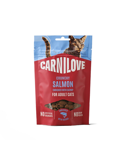 CARNILOVE Crunchy Snack Cat Salmon 50 g s lososem a kozlíkem, křupavá pochoutka pro kočky