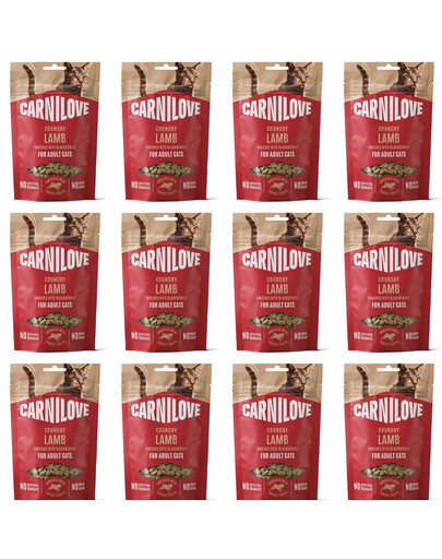 CARNILOVE Crunchy Snack Cat Lamb 12x50 g s jehněčím masem a ostružinami, křupavá pochoutka pro kočky