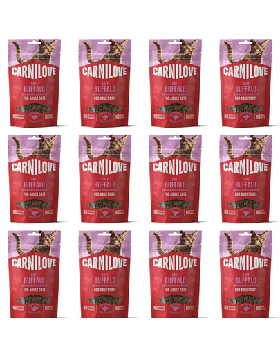 CARNILOVE Soft Snack Cat Buffalo 12x50 g s buffalo a lesním ovocem, měkké pamlsky pro kočky