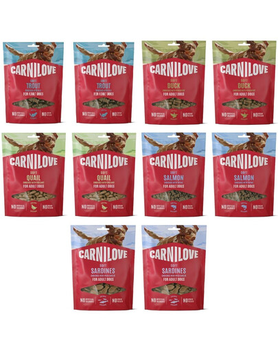 CARNILOVE Dog Soft Mix příchutí 10x200g měkké pamlsky pro dospělé psy
