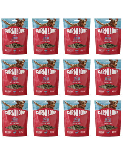 CARNILOVE Dog Soft Snack Trout 12x200g měkké pamlsky s pstruhem pro dospělé psy