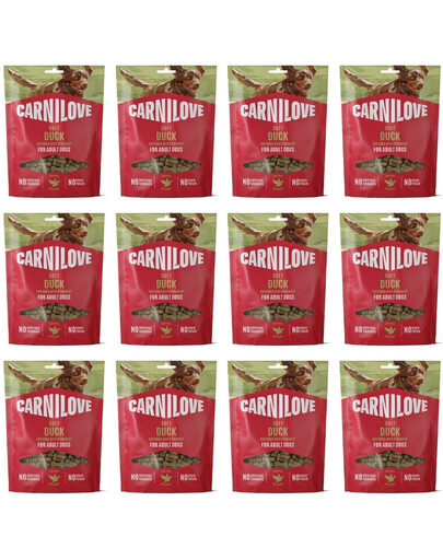 CARNILOVE Dog Soft Snack Duck 12x200g měkké pamlsky s kachnou pro dospělé psy