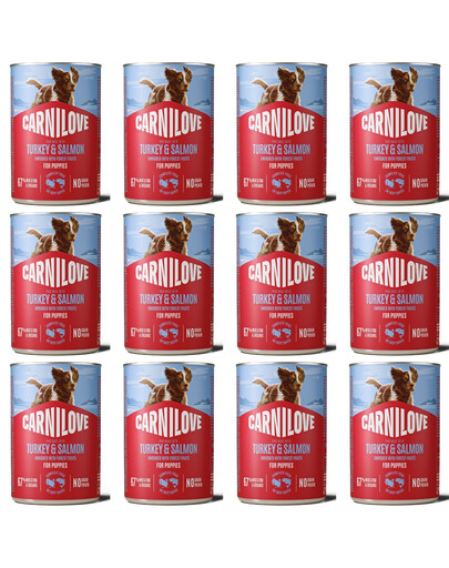 CARNILOVE Dog Can Turkey and Salmon Puppies 12x400g paštika s krůtím masem a lososem pro štěňata