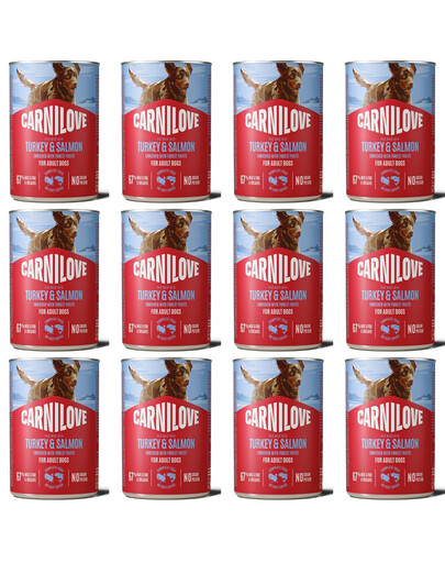 CARNILOVE Dog Can Turkey and Salmon 12x400g paštika s krůtím masem a lososem pro dospělé psy