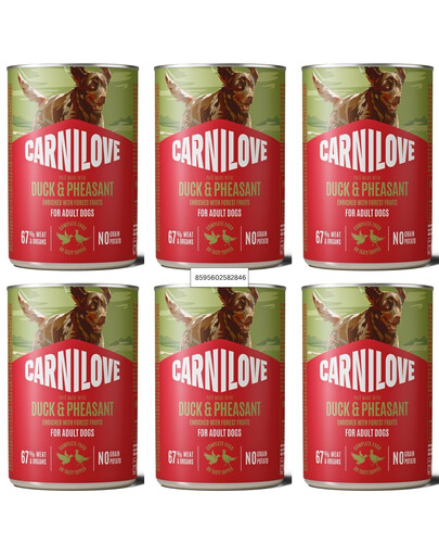 CARNILOVE Dog Can Duck and Pheasant 6x400g paštika s kachnou a bažantem pro dospělé psy