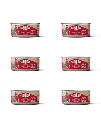 CARNILOVE Cat Can Paté Chicken and Lamb 6x100 g s kuřecím masem a jehněčím masem, paštika pro kočky
