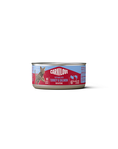CARNILOVE Cat Can Paté Turkey and Salmon for Kittens 100 g s krůtím a lososem, paštika pro koťata