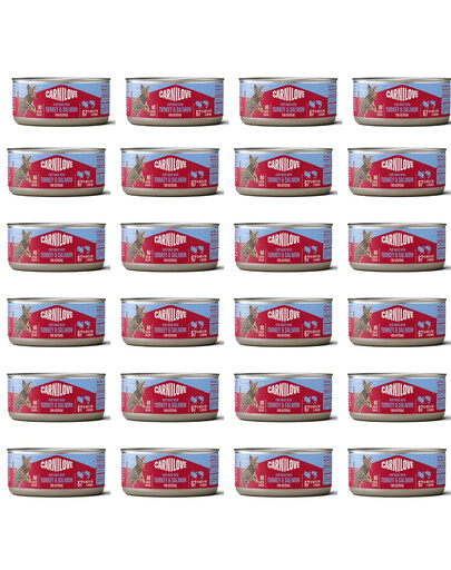 CARNILOVE Cat Can Paté Turkey and Salmon for Kittens 24x100 g s krůtím a lososem, paštika pro koťata
