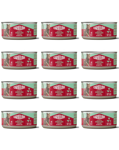 CARNILOVE Cat Can Paté Chicken, Duck and Pheasant 12x100 g s kuřetem, kachnou a bažantem, paštika pro kočky