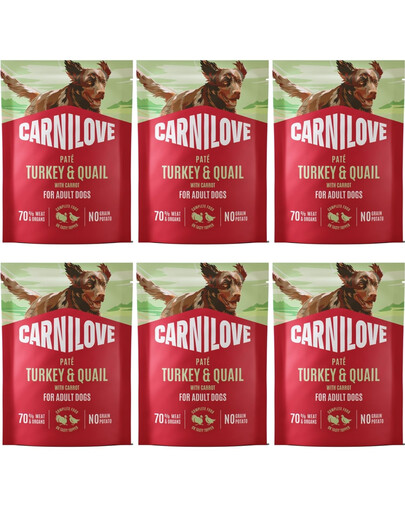 CARNILOVE Dog Pouch Turkey & Quail 6x300g mokré krmivo pro dospělé psy s krůtou a křepelkou