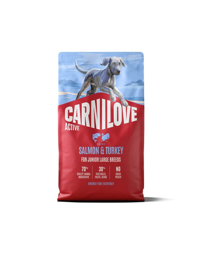 CARNILOVE Active Dog Salmon & Turkey 4 kg Junior Large Breeds losos a krůta, pro rostoucí mladá velká plemena