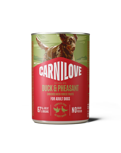 CARNILOVE Dog Can Duck and Pheasant 400g paštika s kachnou a bažantem pro dospělé psy