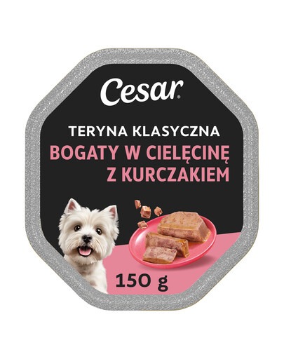 CESAR Classic Teryna s kousky telecího a kuřecího masa 150 g kompletní mokré krmivo pro dospělé psy