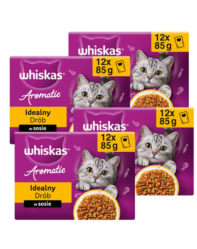 WHISKAS Aromatic Adult Ideální Drůbež v omáčce, 48 x 85 g krmivo pro dospělé kočky