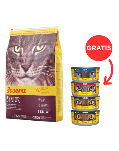 JOSERA Cat Carismo Senior 10 kg krmivo pro starší kočky + 4 konzervy ZDARMA