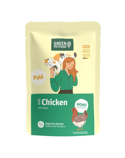 GREEN PETFOOD Cat Paté with Chicken 85 g s kuřecím masem, paštika pro kočky