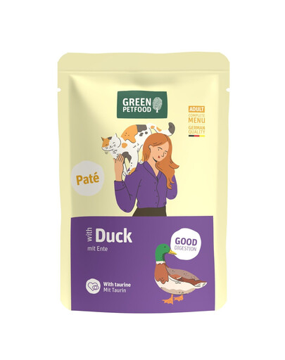 GREEN PETFOOD Cat Paté with Duck 85 g s kachnou a taurinem, paštika pro kočky