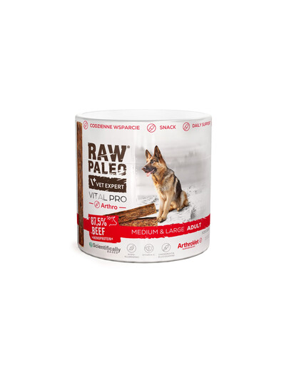 RAW PALEO Vital Pro Arthro Beef Medium Large 100g monoproteinový funkční pamlsek na klouby pro psy