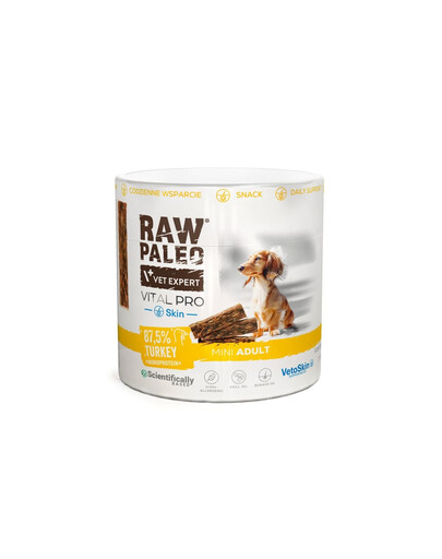 RAW PALEO Vital Pro Skin Coat Turkey Mini 100g monoproteinový funkční pamlsek pro kůži a srst psů