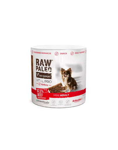RAW PALEO Vital Pro Arthro Beef Mini 100g monoproteinový funkční pamlsek na klouby pro psy