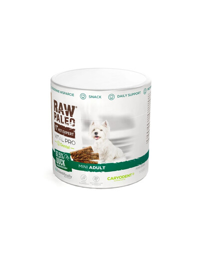RAW PALEO Vital Pro Dental Duck Mini 100g monoproteinowy przysmak funkcjonalny dla psów