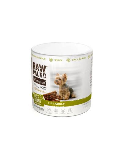 RAW PALEO Vital Pro Digestion Rabbit Mini 100g monoproteinowy przysmak funkcjonalny dla psów