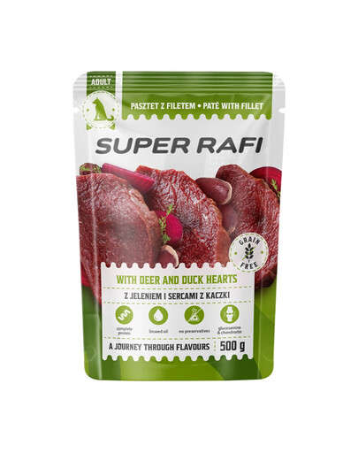 SUPER RAFI s jeleními a kachními srdci 500 g krmivo pro psy