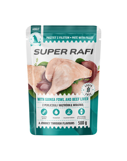 SUPER RAFI s perličkou a hovězími játry 500 g krmivo pro psy
