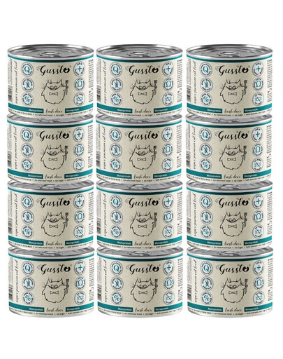 GUSSTO Fresh Deer 12x200 g čerstvý jelen, monoproteinové krmivo pro kočky