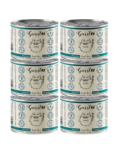GUSSTO Fresh Deer 6x200 g čerstvý jelen, monoproteinové krmivo pro kočky