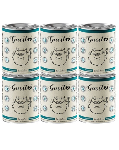 GUSSTO Fresh Deer 6x400 g čerstvý jelen, monoproteinové krmivo pro kočky
