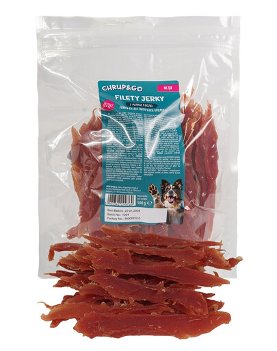 CHRUP&GO Jerky filety s kachními prsy 500 g psí pamlsek