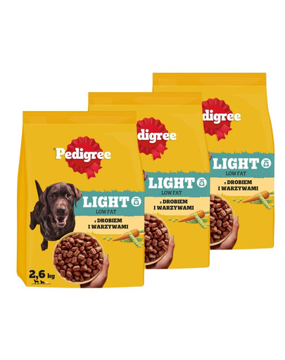 PEDIGREE Adult Light s drůbežím masem a zeleninou 3x2,6 kg nízkokalorické krmivo pro psy