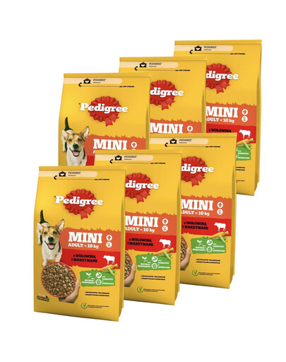 PEDIGREE Adult Mini 6x2,6 kg pro psy malých plemen s hovězím masem a zeleninou