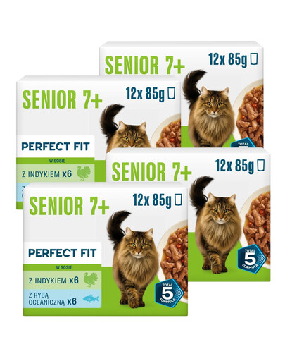PERFECT FIT Senior 7+ Mix Chutí 48 x 85g krmivo pro starší kočky