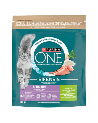 PURINA ONE Bifensis Sensitive Turkey 750 g s krůtou, pro kočky s citlivým trávicím systémem