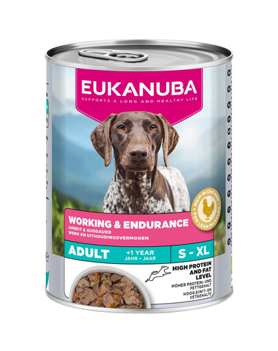 EUKANUBA Special Care Adult Working and Endurance 400g kuřecí konzerva s lososem pro psy