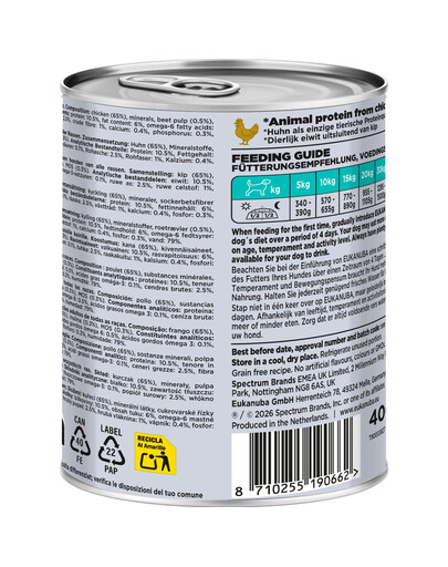 EUKANUBA Special Care Adult MonoProtein Chicken 400 g kurczak, monobialkowa karma mokra dla psów