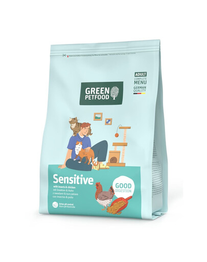 GREEN PETFOOD Sensitive with Insects 300 g s hmyzem a kuřetem, snadno stravitelné krmivo pro kočky
