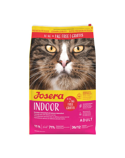 JOSERA Indoor 10kg + 1kg bezobilné krmivo pro kastrované a vnitřní kočky