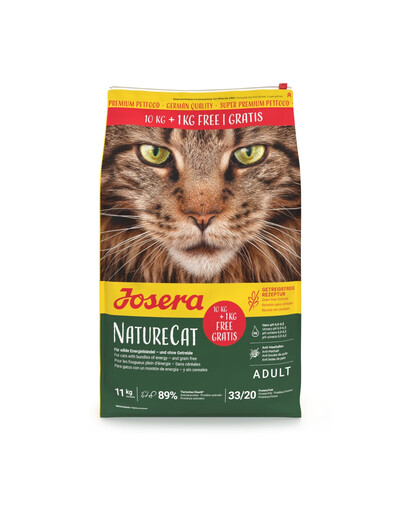 JOSERA NatureCat 10 kg + 1 kg suché krmivo pro kočky bez obilovin